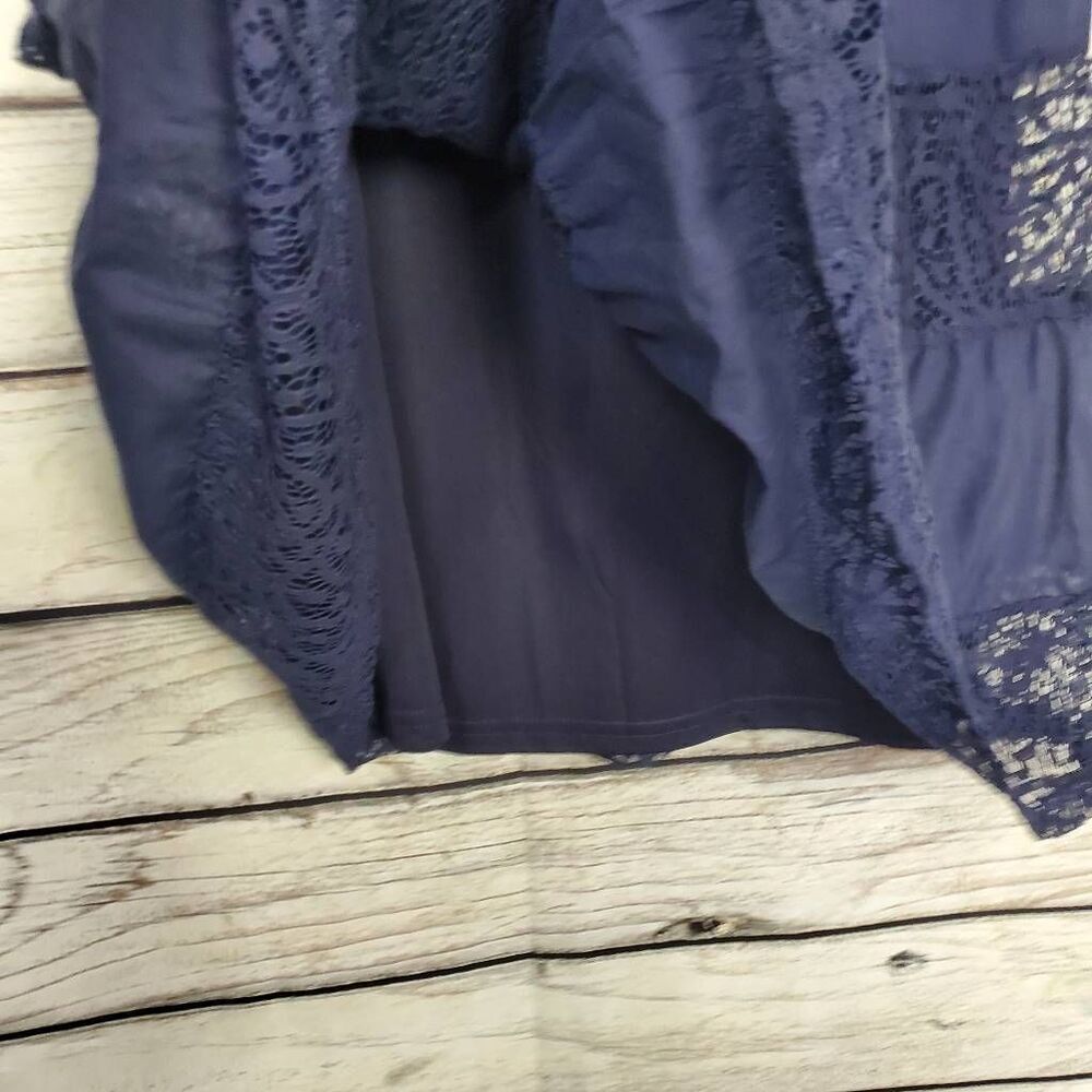 Cato Women’s Navy Blue Tiered Crochet Maxi Skirt Size M - Picture 2 of 6